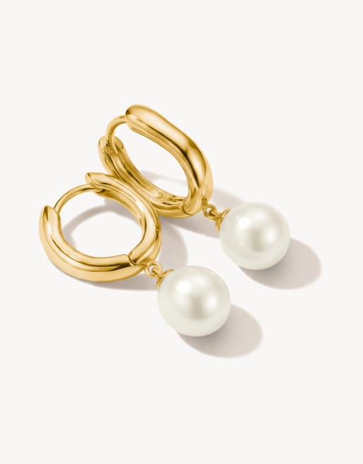 Thomas Sabo - pendientes de aro con perla en blanco y dorado, 2 de 4