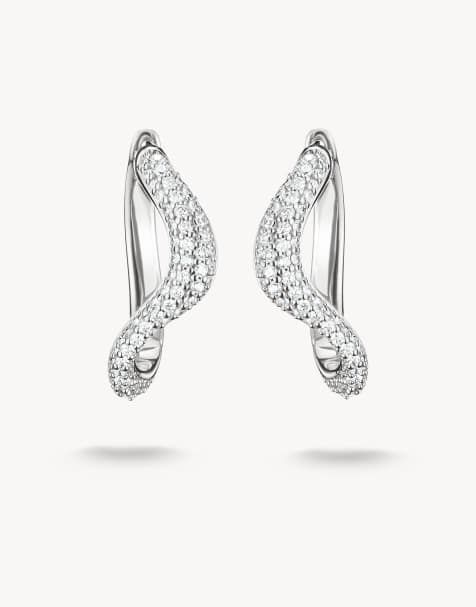 Thomas Sabo - Pendientes de aro ondulados con circonitas blancas en plata, blanco - view 1