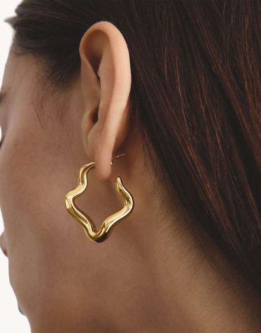 Thomas Sabo - Pendientes de aro ondulados en dorado, 3 de 4