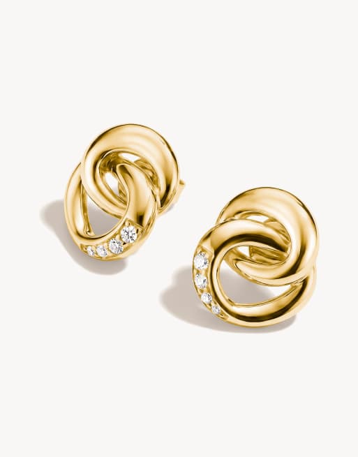 Thomas Sabo - Pendientes de botón con circonita blanca en oro amarillo, blanco, 2 de 4