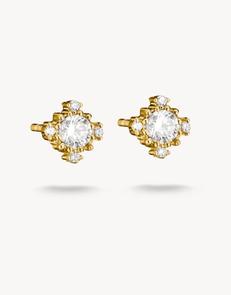 Thomas Sabo - Pendientes de botón con circonita blanca en oro amarillo, blanco - view 1