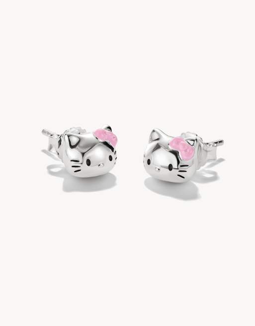 Thomas Sabo - pendientes de botón Hello Kitty con lazo rosa en plata, negro y rosa, 2 de 4