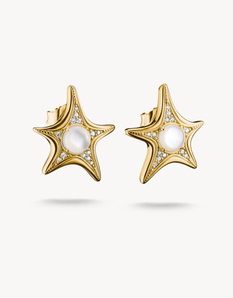 Thomas Sabo puces d'oreilles étoile de mer en nacre, doré jaune, blanc - view 1