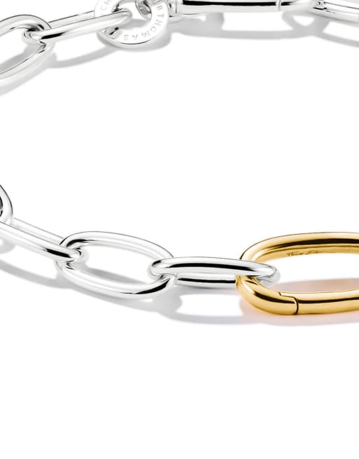 Thomas Sabo - Pulsera charm bicolor con eslabón de conexión en plata y dorado