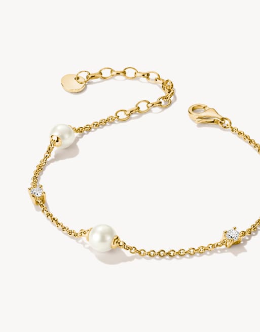 Thomas Sabo - Pulsera con perlas y circonitas blancas en oro amarillo, blanco, 2 de 4
