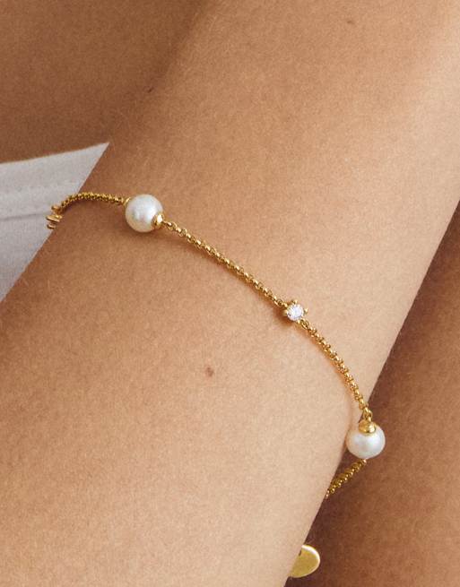 Thomas Sabo - Pulsera con perlas y circonitas blancas en oro amarillo, blanco, 4 de 4