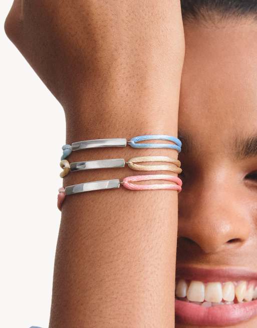 Thomas Sabo - Pulsera textil grabable beige en plata, 3 de 4