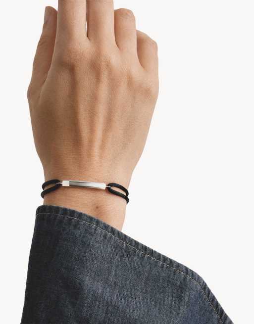 Thomas Sabo - Pulsera textil grabable negra en plata y negro, 4 de 4