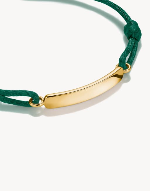 Thomas Sabo - pulsera textil grabable verde oscuro en dorado, verde, 2 de 4