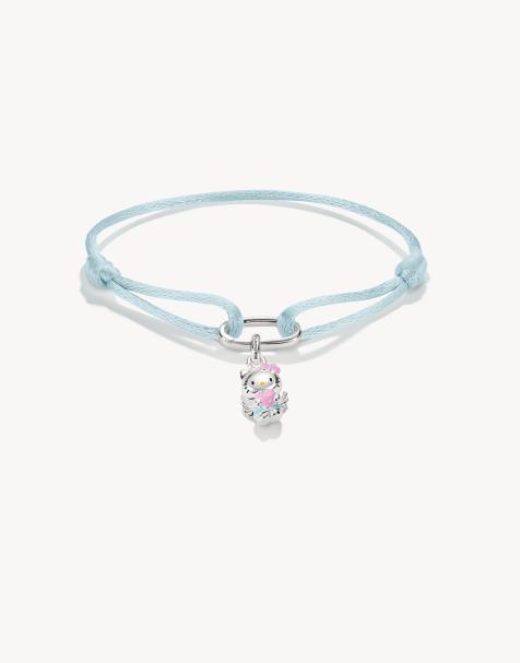 Thomas Sabo - Pulsera textil Hello Kitty azul claro con charm – connect en plata, negro y rosa - view 1