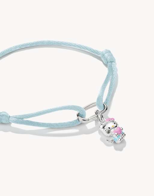 Thomas Sabo - Pulsera textil Hello Kitty azul claro con charm – connect en plata, negro y rosa, 2 de 4