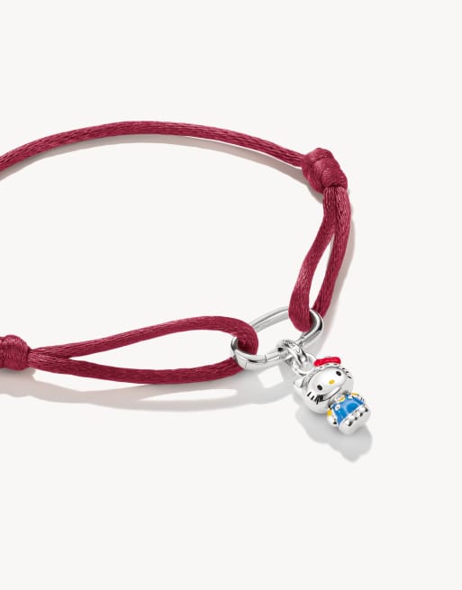 Thomas Sabo - pulsera textil Hello Kitty roja con charm de conexión en plata, negro, rojo y rosa, 2 de 4