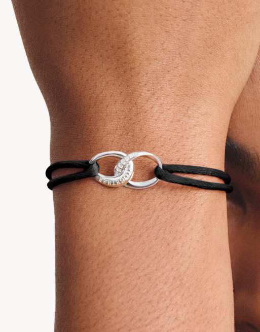 Thomas Sabo - Pulsera textil negra con circonitas blancas en plata, blanco, negro, 4 de 4