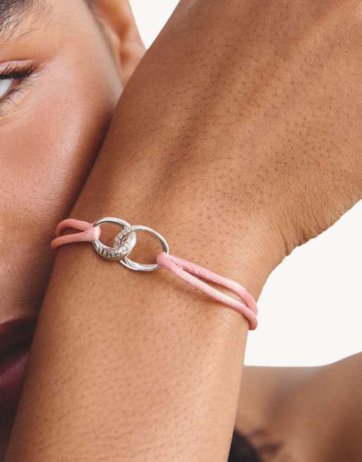 Thomas Sabo - Pulsera textil rosa con circonitas blancas en plata, blanco, rosa, 3 de 4