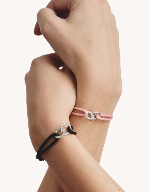 Thomas Sabo - Pulsera textil rosa con circonitas blancas en plata, blanco, rosa, 3 de 4