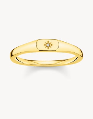 Thomas Sabo - Ring aus 925 Sterlingsilber mit 18-karätiger Gelbgold-Beschichtung und Sterndetail-Goldfarben