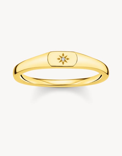 Thomas Sabo – Ring aus 925 Sterlingsilber mit 18-karätiger Gelbgold-Beschichtung und Sterndetail - view 1