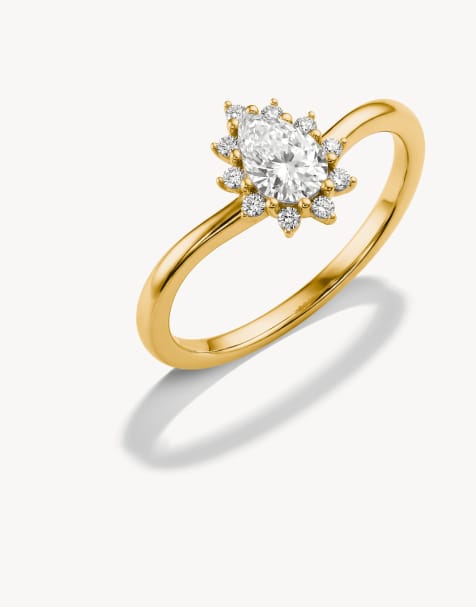 Thomas Sabo ring met witte zirkonia in druppelvorm in geelgoud, wit - view 1