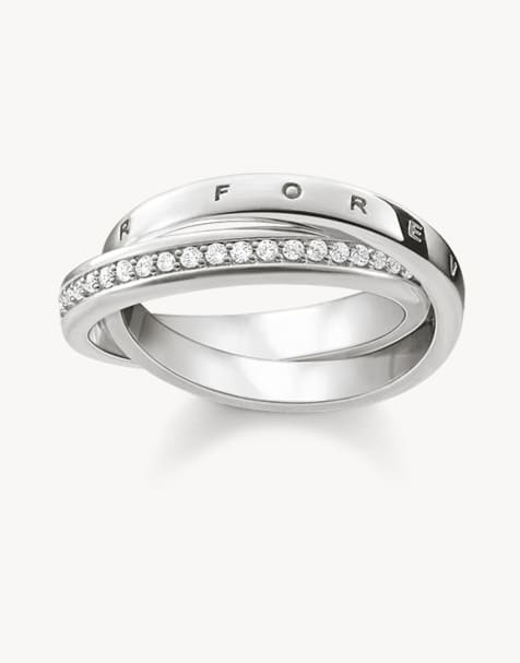 Thomas Sabo – Ring mit „Together Forever“-Prägung in Silberoptik und Weiß - view 1