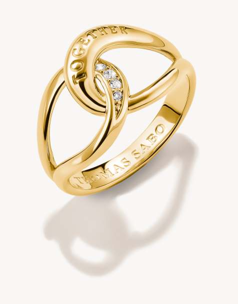 Thomas Sabo Ring mit weißem Zirkonia in Gelbgold, Weiß - view 1