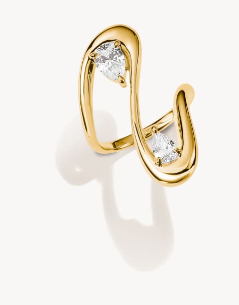 Thomas Sabo Ring mit weißem Zirkonia in Tropfenform in Gelbgold, Weiß - view 1