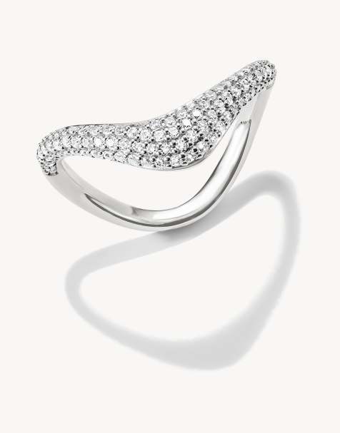 Thomas Sabo Ring mit weißem Zirkonia in Wellenform in Silber, Weiß - view 1