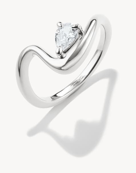 Thomas Sabo Ring with white zirconia in teardrop shape in silver, white - view 1