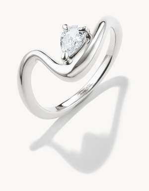 Thomas Sabo Ring with white zirconia in teardrop shape in silver, white