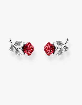 Thomas Sabo - Rosen-Ohrstecker aus 925er Sterlingsilber mit roter Blüte