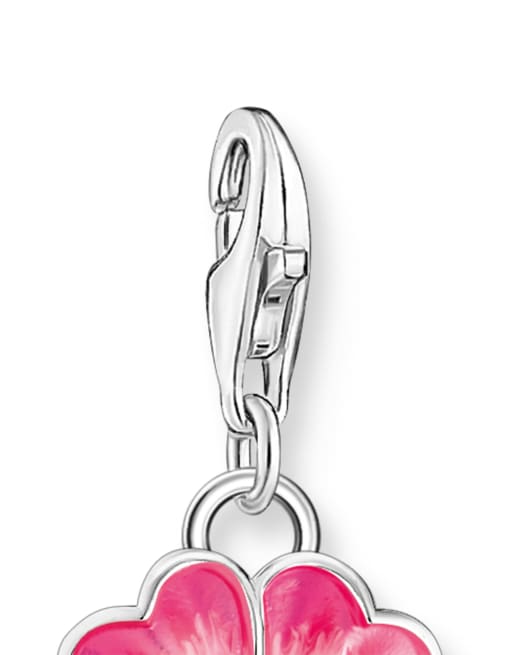 Thomas Sabo Silber-Charm-Anhänger mit rosa Blume in Silber, mehrfarbig
