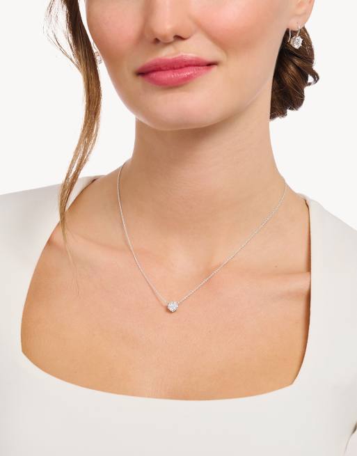 Thomas Sabo – Silberfarbene Halskette mit weißem Zirkonia-Schmucksteinanhänger