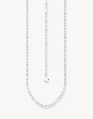 Thomas Sabo - Silberfarbene Halskette mit weißen Schmucksteinen