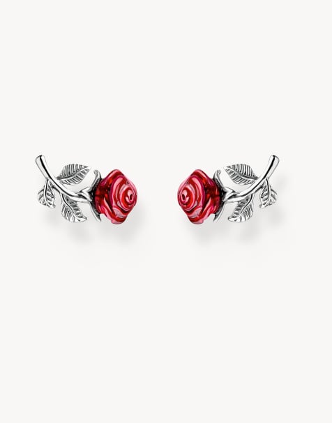 Thomas Sabo – Silberfarbene Ohrstecker aus 925er Sterlingsilber mit romantischem Rosendesign - view 1