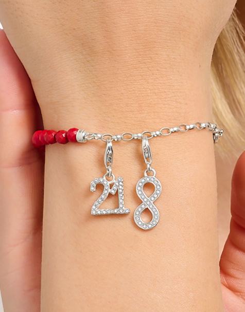 Thomas Sabo – Silberfarbener „21"-Zahlenanhänger aus 925er Sterlingsilber mit Zirkonia-Schmucksteinen - view 1