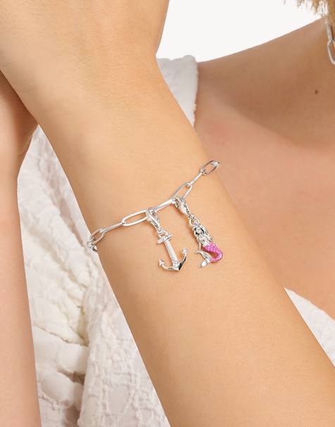 Thomas Sabo – Silberfarbener Kleine-Meerjungfrau-Anhänger aus 925er Sterlingsilber mit rosa Kalt-Emaille - view 1