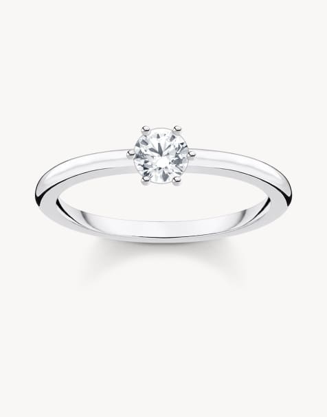 Thomas Sabo – Silberfarbener Ring aus 925er Sterlingsilber mit weißem Schmuckstein - view 1