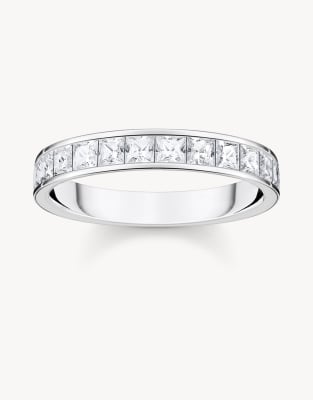 Thomas Sabo - Silberfarbener Ring aus 925er Sterlingsilber mit weißen Pavé-Schmucksteinen