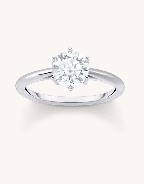 Thomas Sabo – Silberfarbener Ring mit weißen Schmucksteinen - view 1