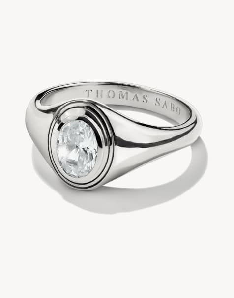 Thomas Sabo – Silberfarbener Ring mit weißen Schmucksteinen - view 1