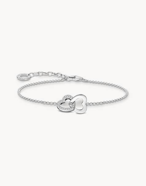 Thomas Sabo – Silberfarbenes Armband aus 925er Sterlingsilber mit ineinander verschlungenen Herzen - view 1