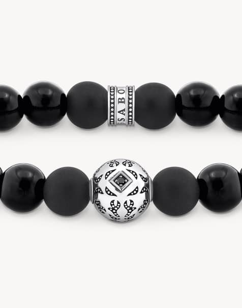 Thomas Sabo Silver blackened beads bracelet with obsidian in silver, black - SILVER - view 1