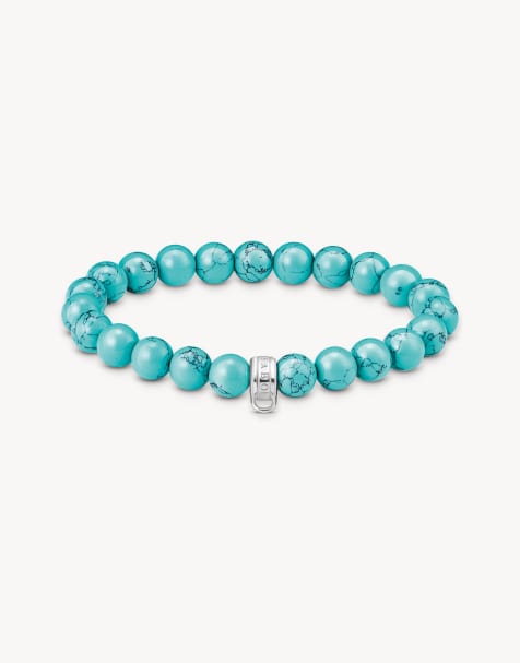 Thomas Sabo Silver bracelet with imitation turquoise beads in silver, turquoise - view 1
