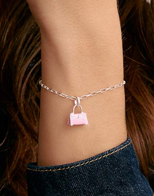 Thomas Sabo Silver charm pendant handbag connect in silver, pink, white, 4 of 4