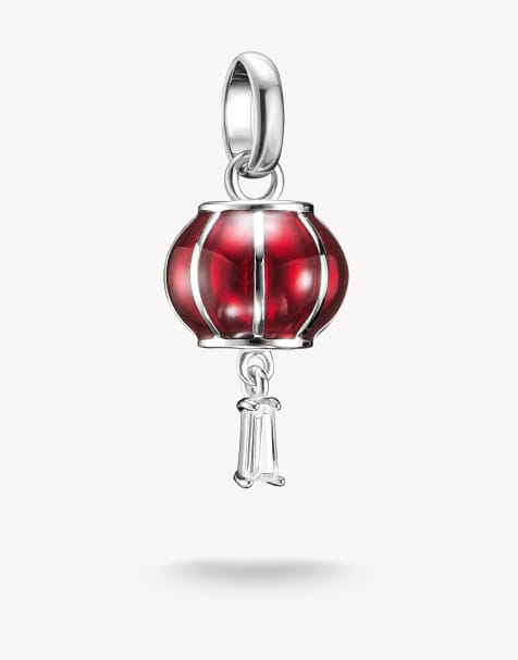 Thomas Sabo Silver charm pendant lantern connect in silver, red, black - view 1