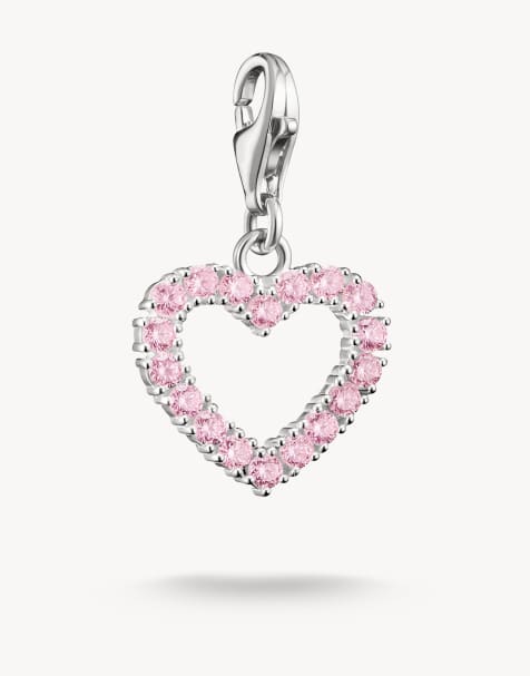 Thomas Sabo Silver charm pendant pink heart original in silver, pink - view 1