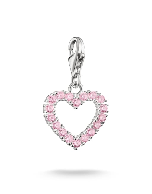 Thomas Sabo Silver charm pendant pink heart original in silver, pink, 3 of 3