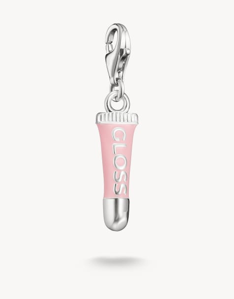 Thomas Sabo Silver charm pendant pink lipgloss connect in silver, pink - view 1