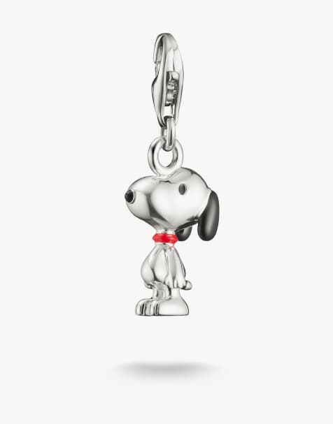 Thomas Sabo Silver charm pendant snoopy peanuts original in silver, black, red - view 1
