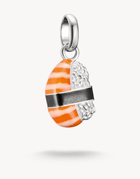 Thomas Sabo Silver charm pendant sushi connect in silver, orange, black - view 1
