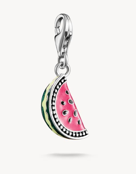 Thomas Sabo Silver charm pendant watermelon in silver, green, pink, black - view 1